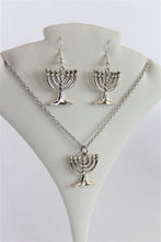Load image into Gallery viewer, Menorah Necklace Earring Set
