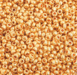 CB1605  seed bead 8/0  metallic gold dyed