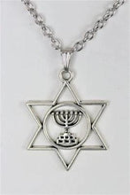 Load image into Gallery viewer, Star of David Menorah Necklace
