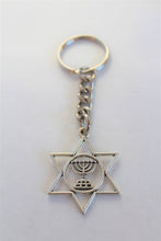 Load image into Gallery viewer, Star of David Menorah Keychain
