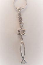 Load image into Gallery viewer, Intertwined Star of David Fish Keychain
