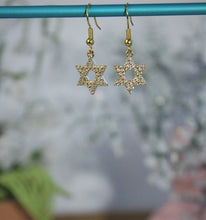 Load image into Gallery viewer, Gold Plated Zirconian Star of David Earrings
